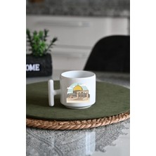 Ivart Mescidi Aksa Baskılı Premium Porselen T Kulplu Kupa Bardak-Latte Fincanı-Motto-Kubbet’üs Sahra