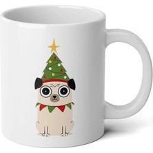 Ivart Yılbaşı Temalı Köpek Baskılı Premium Porselen kupa bardak