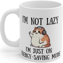 Ivart Kedi Temalı Tembel Değilim Enerji Tasarrufu Modundayım Baskılı Porselen Kupa Bardak-Yeni Yıl-Hediye