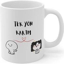 Ivart Tek Yön Karım Baskılı Premium Porselen Kupa Bardak-Motto