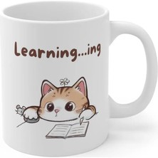 Ivart Kedi - Learning Tasarım Baskılı Premium Porselen Kupa Bardak-Hediye