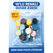 Celısse 10 Adet Renkli Kendinden Yapışkanlı Banyo ve Mutfak Askılık Banyo Düzenleyici Duvar Dolap Askısı
