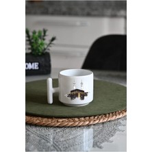 Ivart Kabe Temalı Baskılı Premium Porselen T Kulplu Kupa Bardak-Nescafe & Latte Fincanı-Motto