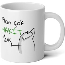 Ivart Plan Çok Nakit Yok Tasarım Baskılı Premium Porselen Kupa Bardak-Hediye