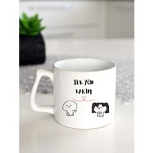 Ivart Tek Yön Karım Baskılı Premium Porselen Kulplu Lüks Kupa Bardak-Motto