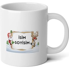 Ivart Yılbaşı Temalı Kişiye Özel Noel Baba Geyik Baskılı Premium Porselen kupa bardak