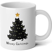 Ivart Yılbaşı Temalı Kedi Meowy Christmas Baskılı Premium Porselen kupa bardak