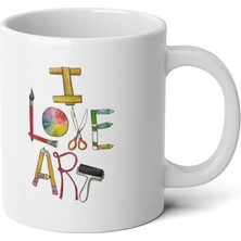 Ivart Kişiselleştirilebilir Öğretmenler Gününe Özel-Resim Öğretmeni-Baskılı Premium Porselen Kupa Bardak