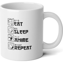 Ivart Eat Sleep Anime Repeat Anime Baskılı Premium Porselen Kupa Bardak