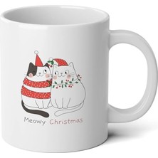 Ivart Yılbaşı Temalı Kedi Meowy Christmas Baskılı Premium Porselen kupa bardak