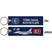Türk Hava Kuvvetleri Temalı F-16 Nakışlı Kumaş Anahtarlık - Lacivert Remove Before Flight