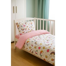 Özgürce Çocuk Nevresim Takımı 120X200, Unicorn Desenli, Yatak Için, Beyaz ve Pembe