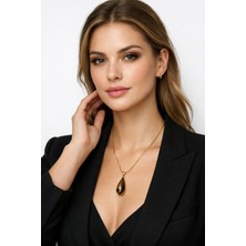 Solare Accessories Kaplan Gözü Doğal Taş Damla Kolye – Özgüven & Denge Enerjisi