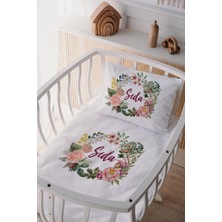 Özgürce %100 Pamuk Saten Isimli Anne Yanı Beşik Nevresim Takımı, Çiçek Desenli
