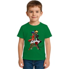 Sedirli Unisex Ladybug Baskılı Çocuk Tişört Pamuklu Penye Kumaş
