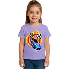 Sedirli Unisex Hot Wheels Baskılı Çocuk Tişört Pamuklu Penye Kumaş