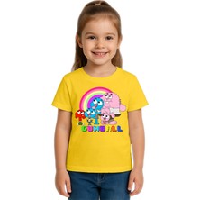 Sedirli Unisex Gumball Baskılı Çocuk Tişört Pamuklu Penye Kumaş