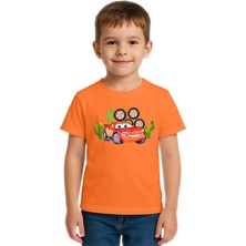 Sedirli Unisex Mc Queen Baskılı Çocuk Tişört Pamuklu Penye Kumaş