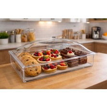 Rafburada 10 Adet Pleksi Kapaklı Lokumluk Kutu - Meze, Kurabiye, Lokum, Pasta, Kek Sergileme Kabı