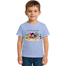 Sedirli Unisex Teen Titans Go Baskılı Çocuk Tişört Pamuklu Penye Kumaş