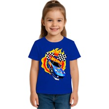 Sedirli Unisex Hot Wheels Baskılı Çocuk Tişört Pamuklu Penye Kumaş