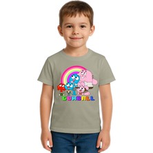 Sedirli Unisex Gumball Baskılı Çocuk Tişört Pamuklu Penye Kumaş