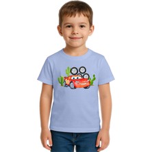 Sedirli Unisex Mc Queen Baskılı Çocuk Tişört Pamuklu Penye Kumaş