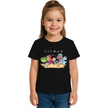Sedirli Unisex Teen Titans Go Baskılı Çocuk Tişört Pamuklu Penye Kumaş