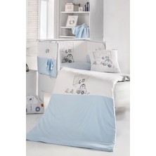 Özgürce Yumuşak %100 Pamuk Bebek Uyku Seti 70X140CM Mavi Travel Bear Nevresim Takımı