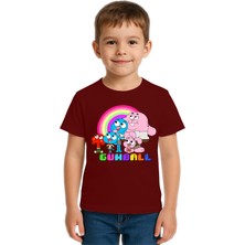 Sedirli Unisex Gumball Baskılı Çocuk Tişört Pamuklu Penye Kumaş
