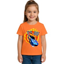Sedirli Unisex Hot Wheels Baskılı Çocuk Tişört Pamuklu Penye Kumaş