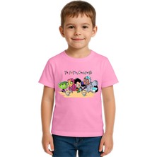 Sedirli Unisex Teen Titans Go Baskılı Çocuk Tişört Pamuklu Penye Kumaş