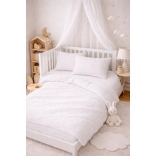 Özgürce Yumuşak ve Rahat Müslin Bebek Nevresim Takımı, 2 Kat, Beyaz