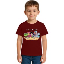 Sedirli Unisex Teen Titans Go Baskılı Çocuk Tişört Pamuklu Penye Kumaş