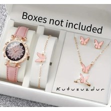 BBS Şık 6 Parça Saat Takım Yüzük Küpe Kolye Bileklik Seti Kutusuzdur