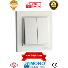 YTE Beyaz Ikili Anahtar (Komütatör) Mono Despina Çerçeve Dahil