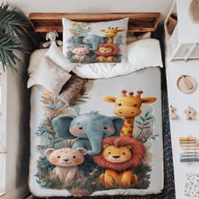 Özgürce Renkli ve Yumuşak Bebek Nevresim Takımı, Sevimli Safari Hayvanları Tasarımı