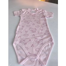 Şimo Butik Kız Erkek Çocuk Bebek Uzun Kollu Çıtçıtlı Body-Badi %100 Organik Pamuk 3.5-4-5-6 Yaş Koyun Pembe