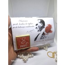 Liora Hediyelik Kadınlar Günü Hediyesi Atatürk Temalı Kart Kahve Çikolata ve Anahtarlık