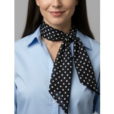 Jz Moda Çift Katlı Lüks Puantiye Desenli Twilly - 95X8 cm Entascarf -Çanta Fuları