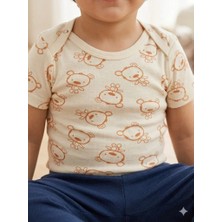 Şimo Butik Kız Erkek Çocuk Bebek Uzun Kollu Çıtçıtlı Body-Badi %100 Organik Pamuk 3.5-4-5-6 Yaş Koala Ekru Tarçın