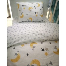 Özgürce 100X150 Pamuk Bebek Nevresim Takımı Sarı Ay Yıldız Renkli