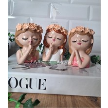 Tarçın Tasarım 3'lü Sevimli Kız Saksı,el Yapımı,sukulent/kaktüs,kız Figür Saksı (Kaktüs Dahil Değildir)