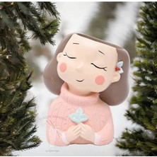 Tarçın Tasarım Kız Saksı,kaktüs ve Sukulent Seti,dekoratif Eşya,ev Dekorasyon,el Yapımı(Handmade)