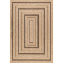 Maison Nazar Nature - Siyah Dikdörtgen Desenli, Doğal Jüt Görünümlü Halı - NAT8863NOI