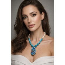 Solare Accessories Yaşam Ağacı Çakra Enerji Kolyesi -Akik & Turkuaz Taşlarının Birleşimi Tasarım Kolye