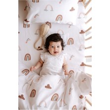 Özgürce Bebek Yatak Takımı, Saten Pamuk, Renkli Rainbow Desen, 60X120 cm