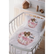 Özgürce Yumuşacık %100 Pamuk Saten Isme Özel Anne Yanı Beşik Nevresim Takımı