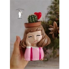 Tarçın Tasarım El Yapımı,pembeli Kız Saksı,dekoratif Biblo,hediyelik Eşya,(Kaktüs Dahil Değildir)