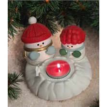 Tarçın Tasarım Yeniyıl/yılbaşı Hediyesi,üşüyen Kardan Adam Mumluk,(El Yapımı)Noel,kış Temalı,(Handmade)